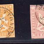 Württemberg Michel-Nr. 7 Farben gestempelt 2 Marken