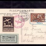 Schweiz offizielle Flugkarte - Basler Wehrmanns Denkmal 1925 n. Zürich