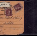 Bayern MeFr Paketkarte Mi.Nr. 83 I Bayreuth n. Apolda 1911