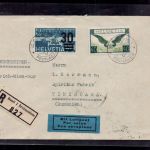 Schweiz Flugpost Beleg Einschreiben Basel nach Rumänien 1937