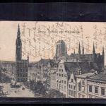 Ansichtskarte Danzig Rathaus und Marienkirche 1904 nach Schöneberg bei Berlin