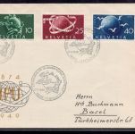 Schweiz Satz Brief UPU / union postale universelle SST 1949 - Bern n. Basel