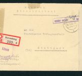 All. Besetzung Einschreiben Ravensburg - Gebühr bezahlt 30.01.46, Zensur