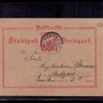 Privat Stadtpost Stuttgart / Ganzsache - 1899 gelaufen