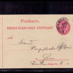 Privat Stadtpost Stuttgart / Ganzsache - 1895 gelaufen