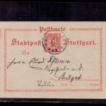 Privat Stadtpost Stuttgart / Ganzsache - 1899 gelaufen