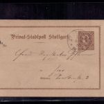 Privat Stadtpost Stuttgart / Ganzsache - 1887 gelaufen