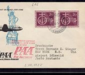 Bund Luftpost Brief Erstflug München New York : American World Airways PAA 1955