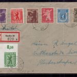 Berlin Einschreiben Mischfrankatur mit MiNr 1 B mit Eckrand links oben 1945