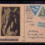 Lettland Freiheitsdenkmal - per Luftpost Riga nach Heidelberg 1936