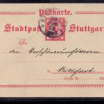 Privat Stadtpost Stuttgart / Ganzsache - 1895 gelaufen