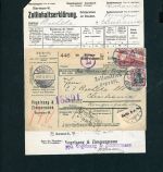 Dt. Reich Auslands Paketkarte Barmen n. Christiania Oslo 1915 m. I.Erklärung