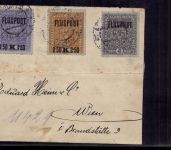 Österreich Flugpost Mi.Nr. 225x-227x Krakau nach Wien 1918