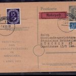 Posthorn Ganzsache , Eröffnung Rohrpostverkehr München 1953