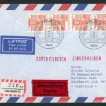 Berlin Ersttagsbrief Michel Nummer 677 Burgen und Schlösser Mehrfachfrankatur