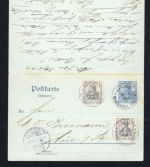 Marshall Inseln / Dt. Reich Gansache F/A - Rückantwort Jaluit 16.08.1902 geprüft