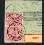 Dt. Auslandspostämter China Briefstück V37e, 1x mit PLF V gestempelt , geprüft