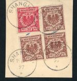 Dt. Auslandspostämter China Vorläufer Briefstück Michel Nr. V50 + V47 1897