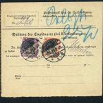 Dt. Reich Nachnahme Paketkarte Vohwinkel nach Kamerun Duala 1913