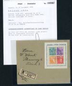 Schweiz Block 1 auf Einschreiben Naba Zürich FDC mit Attest