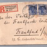 Dt. Auslandspostämer Türkei MeFr. Einschreiben Konstaninopel 1911 nach Frankfurt