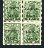 Allenstein Michel Nummer IV , unverausgabte Germania, 4er Block postfrisch Luxus