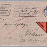 Dt. Reich EF Germania 30 - Nachnahme Stuttgart nach Weilheim 1908