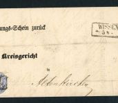 Preussen Post Behändigungsschein von Wissen 1865 , mit 17a als Paar