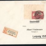 Allenstein Einzelfrankatur Michel Nr. 24 Bogenecke , Einschreiben Schwentainen