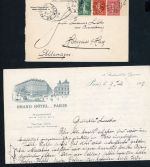 Frankreich Mischfrankatur , Umschlag + Briefpapier Grand Hotel Paris 1907