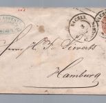 Preussen Ganzsache Aachen nach Hamburg 1867