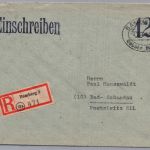 Alliierte Besetzung Einschreiben Bamberg nach Bad Schandau - Gebühr bezahlt 1946