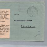 Barfrankatur Aschaffenburg - Gebühr bezahlt Stempel 1945 nach Würzburg