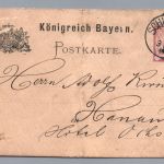 Ganzsache Königreich Bayern P26 WZ 3W - Schweinfurt nach Hanau 1885
