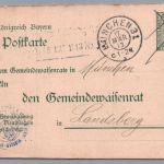 Bayern Dienst Ganzsache München an den Gemeindewaisenrat Landsberg 1913
