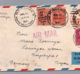 USA Lufpostbrief Detroit nach Lauingen 1941 + Zensur