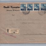 Böhmen und Mähren Brief - Einschreiben Königstädtel 1941 nach Morava