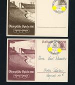 Ganzsache P 260 + P 259 Dt. Reich - Olympische Spiele 1936 - Sonderstempel