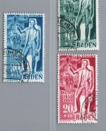Franz. Zone Baden Michel Nr. 50 - 52 gestempelt + geprüft