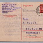 Ganzsache Alliierte Besetzung 45 Pf. Ziffer - Minden n. Zürich Schweiz 1947