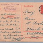 Ganzsache Alliierte Besetzung 45 Pf. Ziffer - Mannheim nach Zürich Schweiz 1948