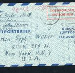 Bund Ganzsache Luftpostleichtbrief LF5 - Fulda nach New York 1950