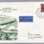 Bund Ganzsache Luftpost - Frankfurt nach Wiesbaden 1952