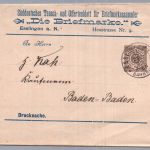 Württemberg Streifband Ganzsache - Esslingen nach Baden Baden 1895