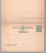 Württemberg Ganzsache P 33 - ohne Strich unter der 3. Zeile - ungebraucht