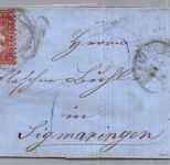 Württemberg Brief MiNr 26 - Esslingen über Reutlingen nach Sigmaringen 1863