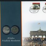 Numisbrief 20 Jahre Friedliche Revolution 2009, 10 DM Deutschland + 20 Mark DDR