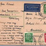 Bund Heuss USA Auslands Ganzsache mit ZuF + Luftpost n. Monticello 1957