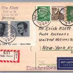 Bund Heuss Ganzsache Sulz mit ZuF postlagernd New York USA Einschreiben 1964
