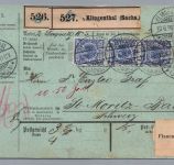 Dt. Reich Auslands Paketkarte 1896 - Klingenthal n. St Moritz Romanshorn Schweiz